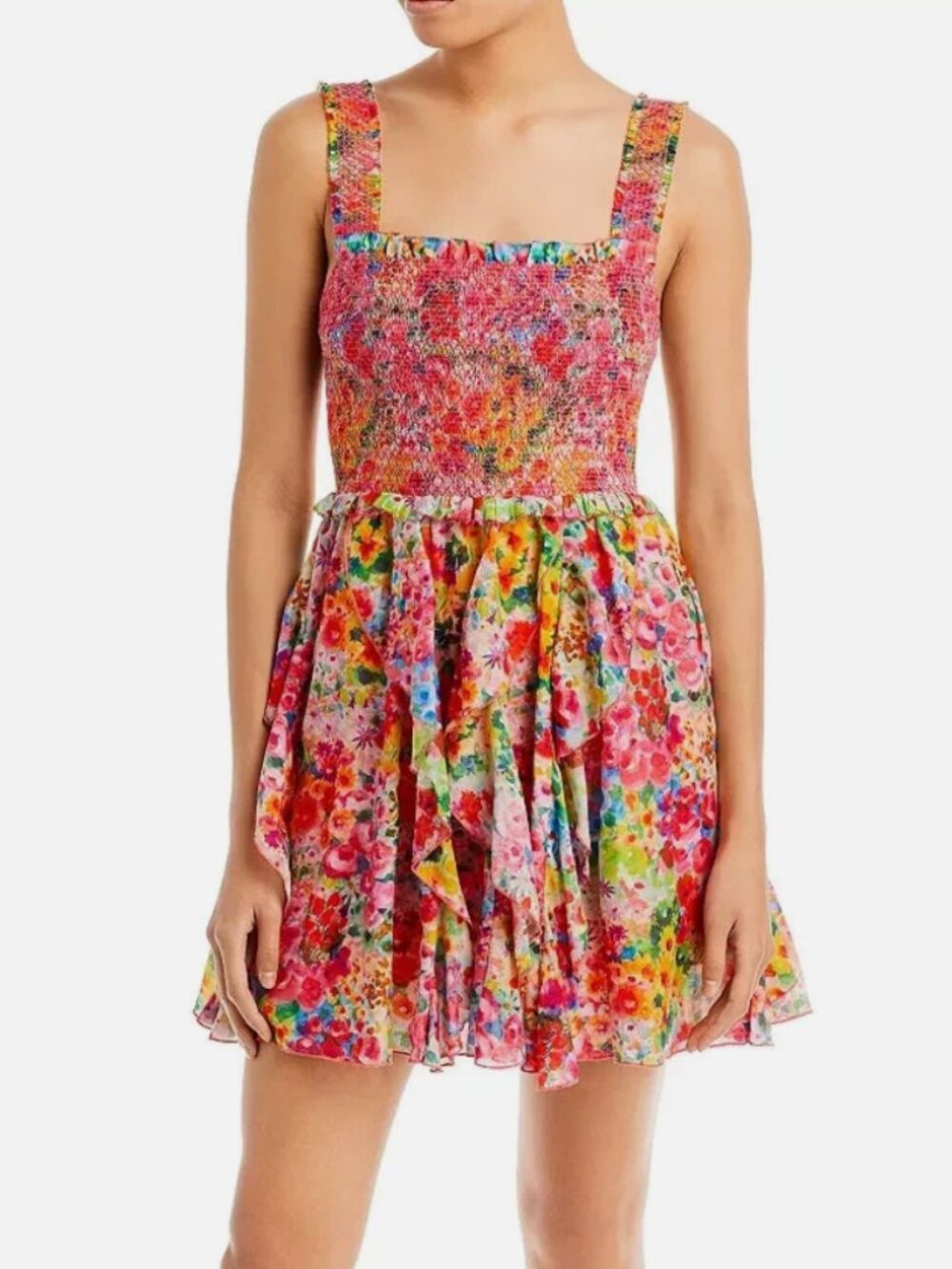 NWT Alice + Olivia Womens Garden Floral Jocelyn Mini Sundress